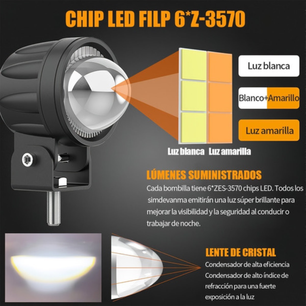 Par de Faros de Lupa para Auto y Moto