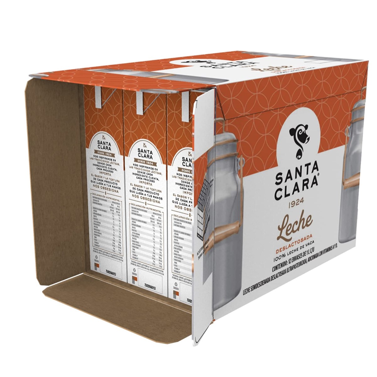 Leche Santa Clara Deslactosada 1 Caja 12 Piezas, 1 Litro C/U