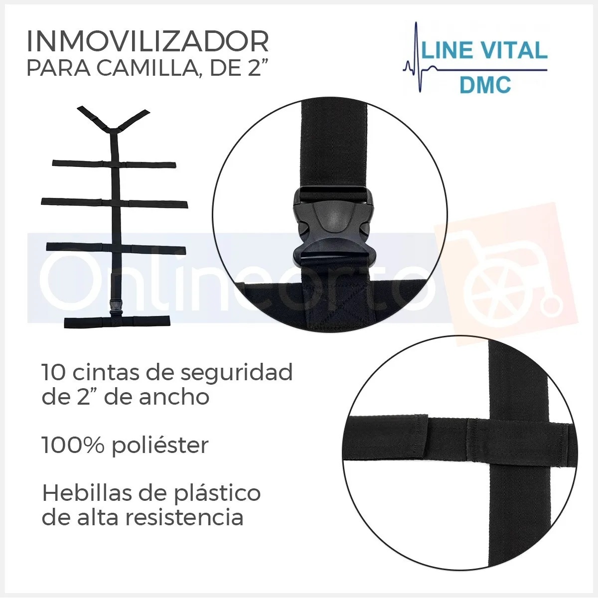 Inmovilizador Araña 10 Puntos Para Camilla Primero Auxilios