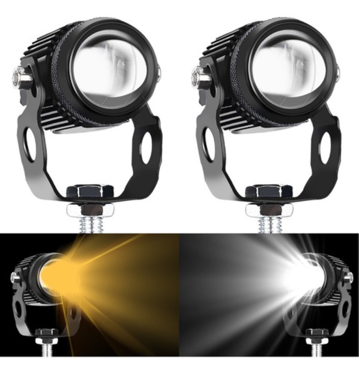 Par de Faros de Lupe 60w luz LED para Moto y Auto
