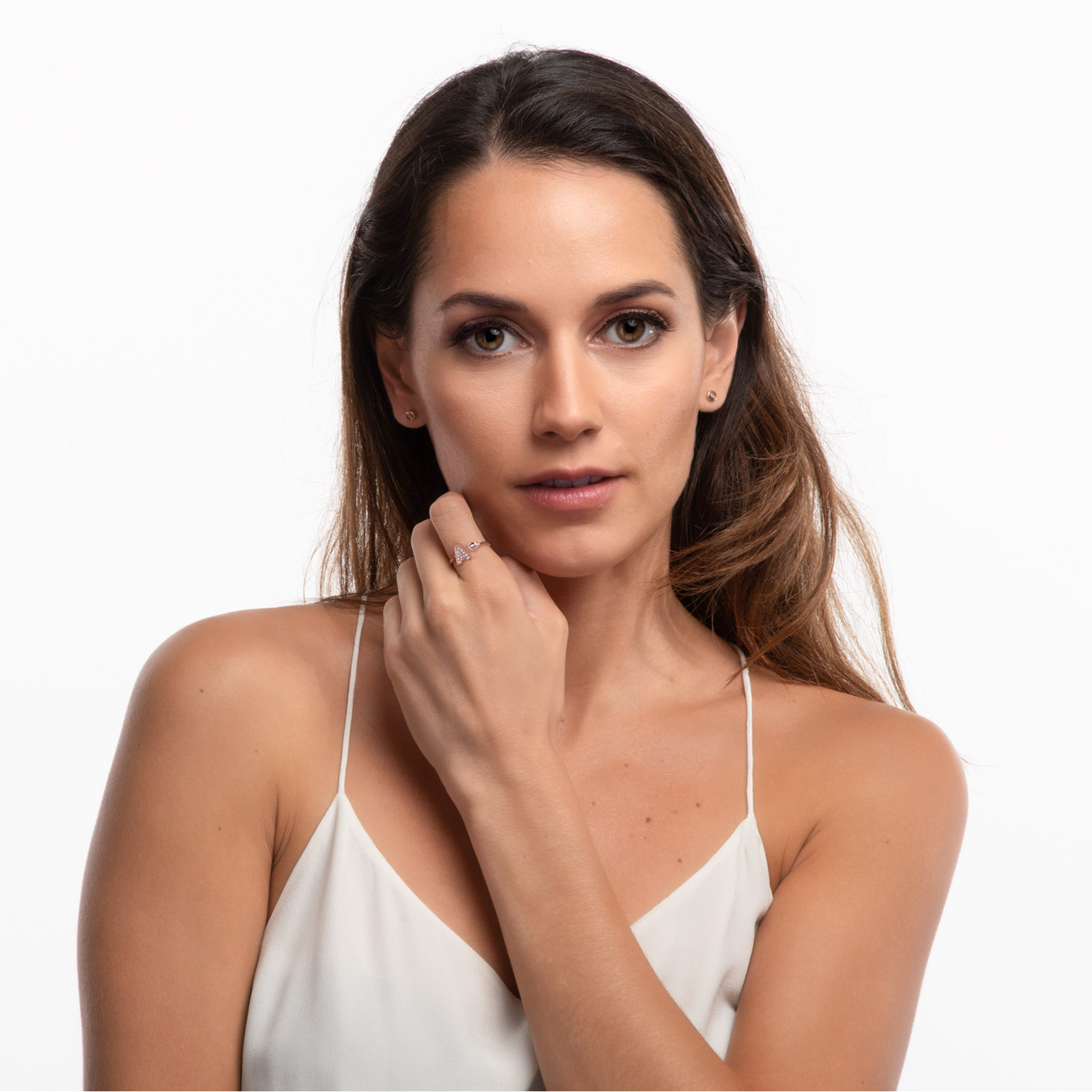 LuckyLy Anillos de Mujer de Inicial Letra K Ajustables , Acero Inoxidable con Baño de Oro Rosa 18k y Zirconia Cúbica - Modelo Layla