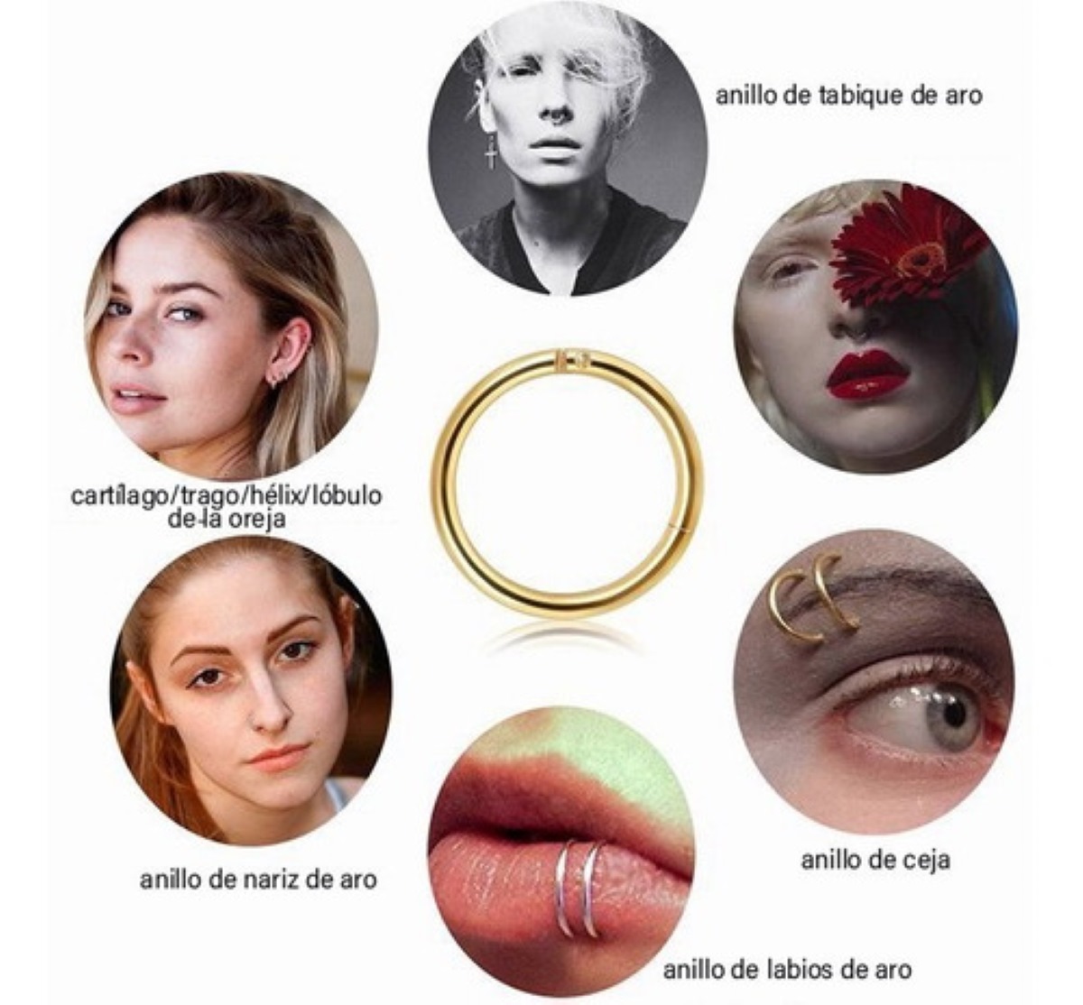 8 Pares de Aretes de Acero Inoxidable Cartílago 