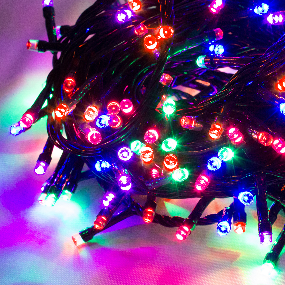 Serie de Luces Navideña 100 Led Luz Multicolor 8 Funciones 7 Metros