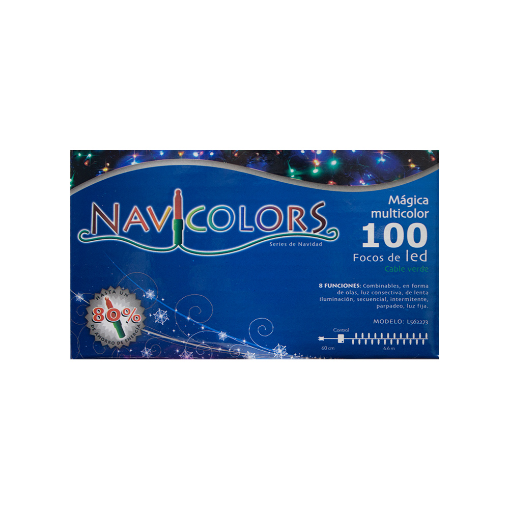 Serie Navideña 100 Focos Luz Led Multicolor 7 Mts. 6 Cajas