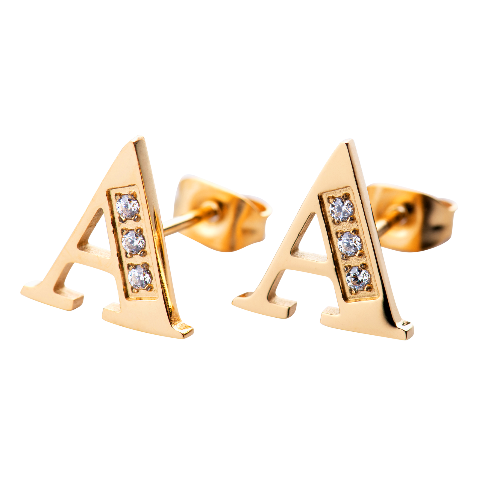 LuckyLy Aretes Mujer Oro 18k de Inicial Letra A con Zirconia Cúbica , Base de Acero Inoxidable - Modelo Tina