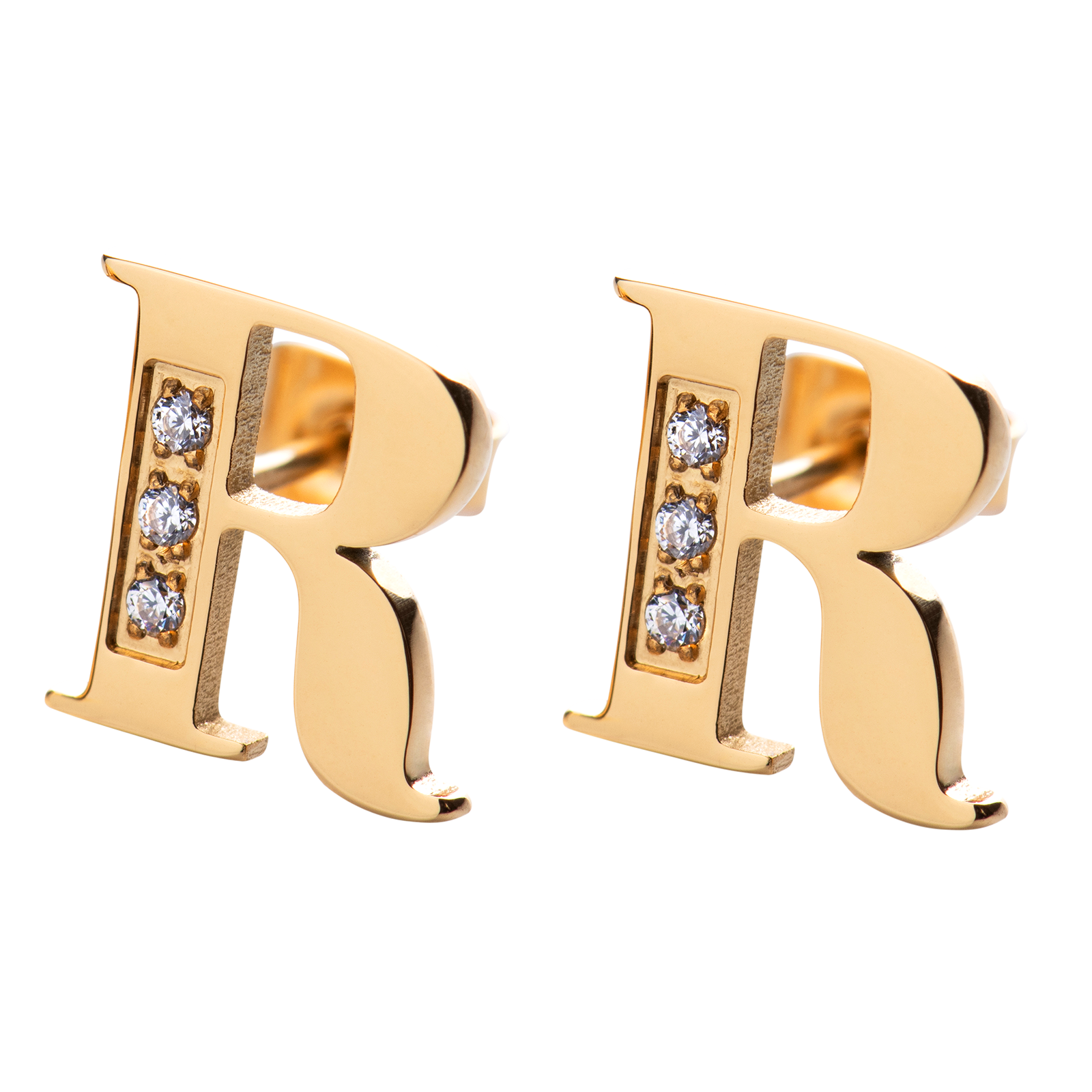 LuckyLy Aretes Mujer Oro 18k de Inicial Letra R con Zirconia Cúbica , Base de Acero Inoxidable - Modelo Tina