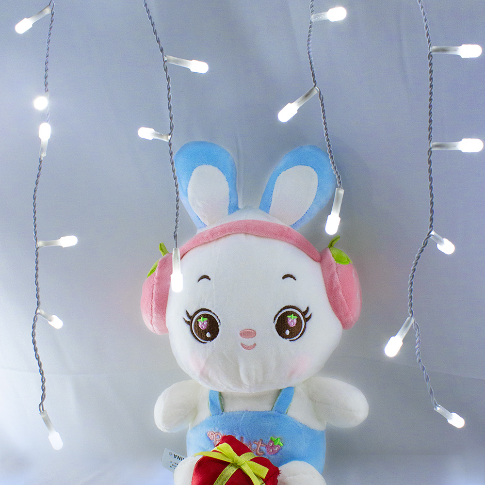 Cascada Luz Led Blanco 300 Focos Tipo Microfóno 8 Funciones Cable Blanco 6 m