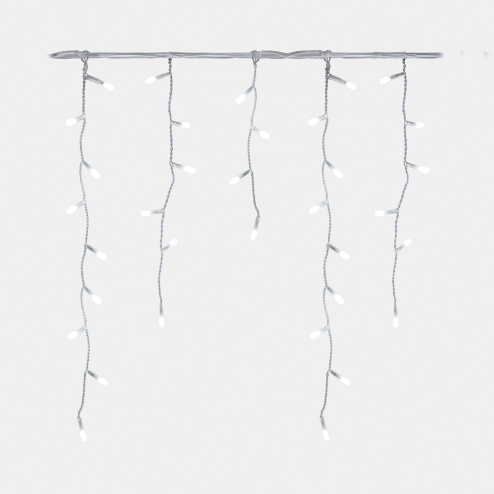 Cascada Luz Led Blanco 300 Focos Tipo Microfóno 8 Funciones Cable Blanco 6 m