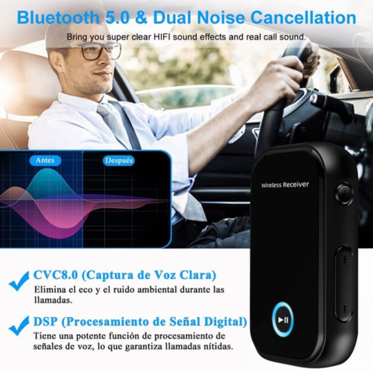 Receptor y transmisor Bluetooth V5.0 de Audio