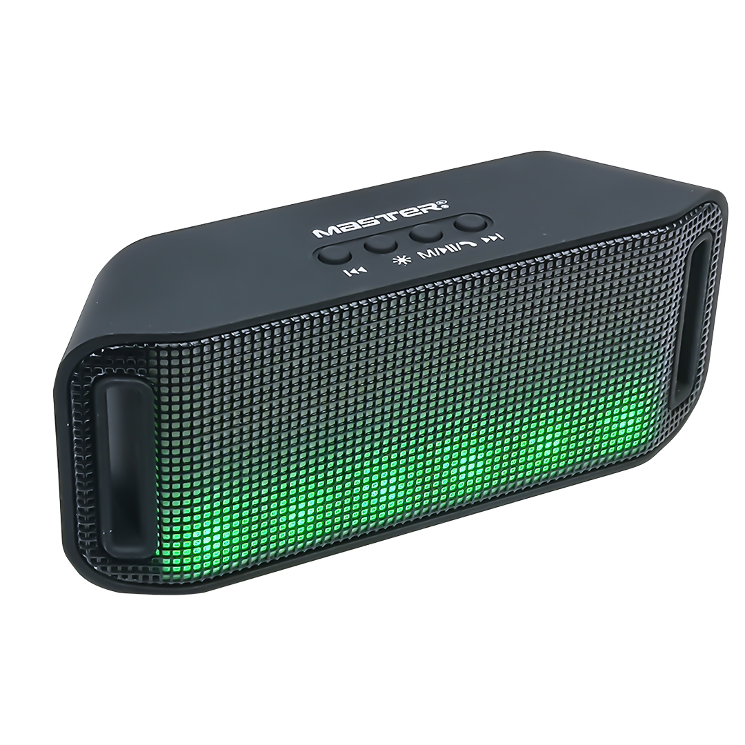 Bocina Retro Bluetooth Portatil Recargable con Sistema de Iluminacion Frontal Funcion de Manos Libres Radio FM Entradas USB Auxiliar y SD / Master / MS-LEDB