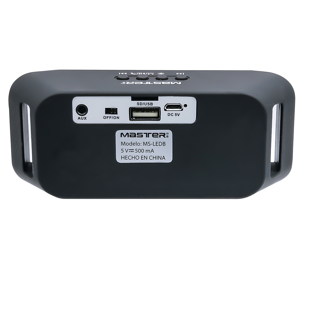 Bocina Retro Bluetooth Portatil Recargable con Sistema de Iluminacion Frontal Funcion de Manos Libres Radio FM Entradas USB Auxiliar y SD / Master / MS-LEDB