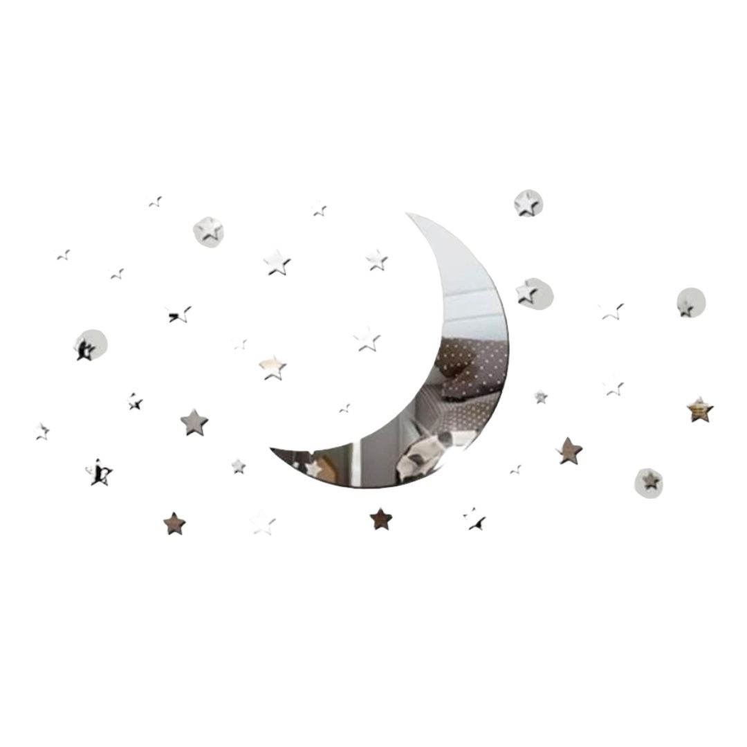 Decoración Hogar 36 Pegatinas De Espejo Luna Y Estrellas