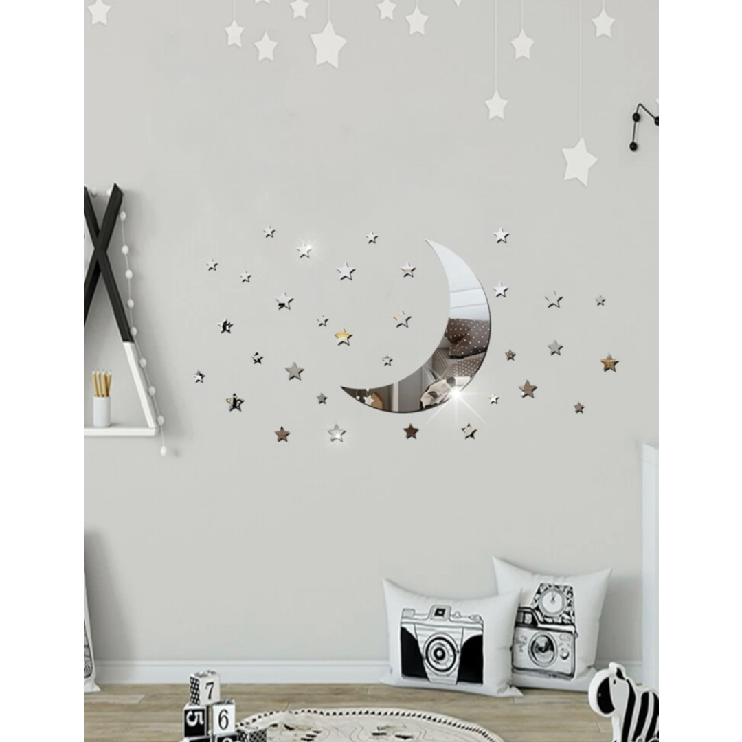 Decoración Hogar 36 Pegatinas De Espejo Luna Y Estrellas