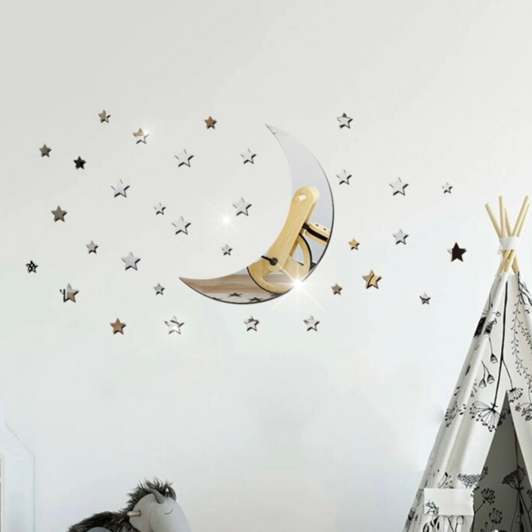 Decoración Hogar 36 Pegatinas De Espejo Luna Y Estrellas
