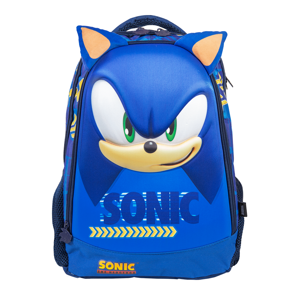 Mochila Escolar Sonic 16 Pulgas Diseño 3d Speed Gold Primaria.