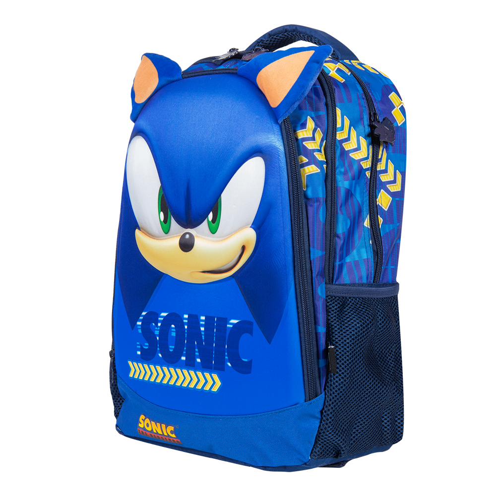 Mochila Escolar Sonic 16 Pulgas Diseño 3d Speed Gold Primaria.