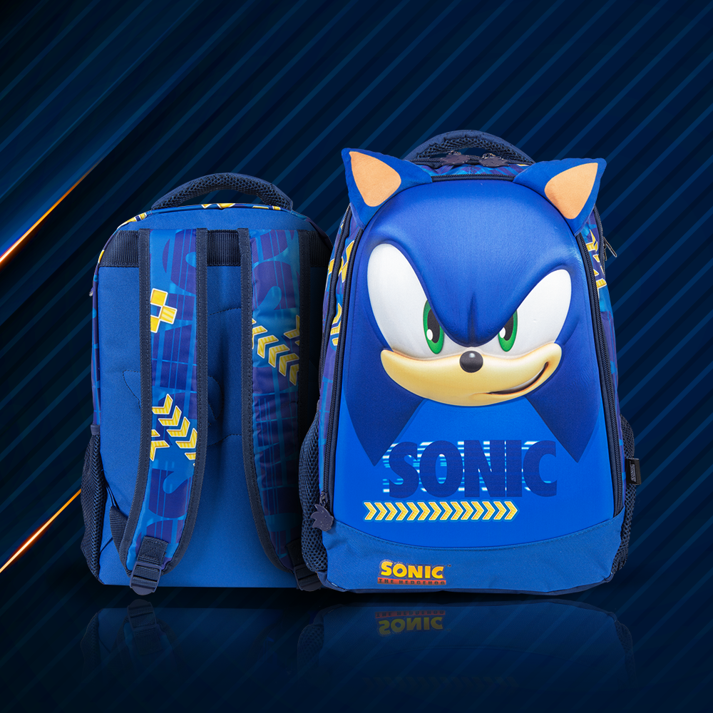Mochila Escolar Sonic 16 Pulgas Diseño 3d Speed Gold Primaria.