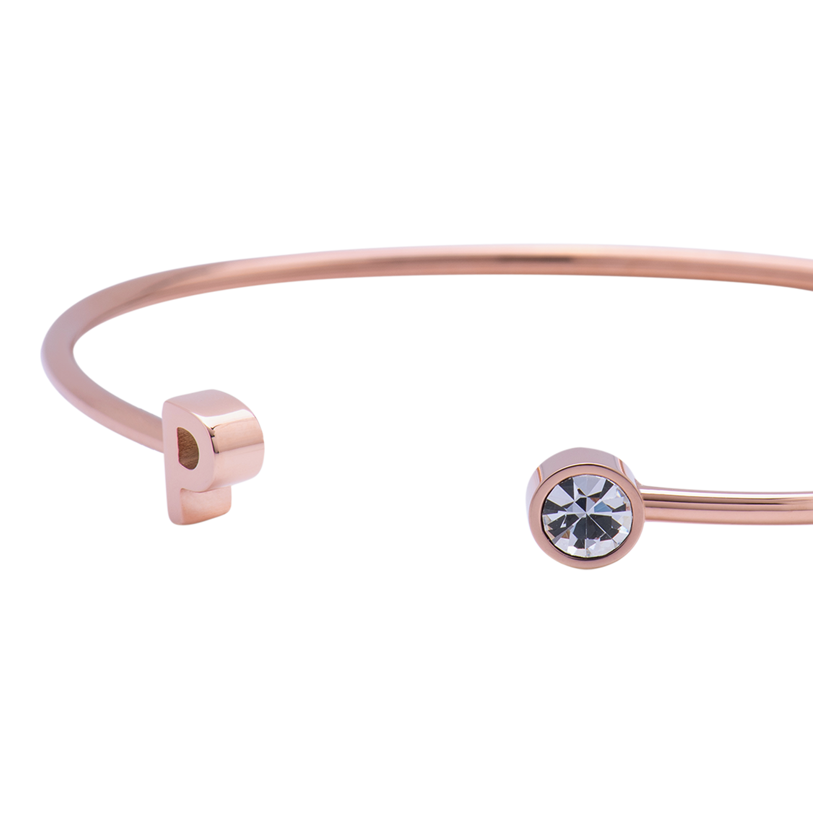 LuckyLy Pulsera para Mujer con Inicial Letra P tipo Brazalete , Acero Inoxidable con Baño de Oro Rosa 18k y Zirconia Cúbica - Modelo Sonia