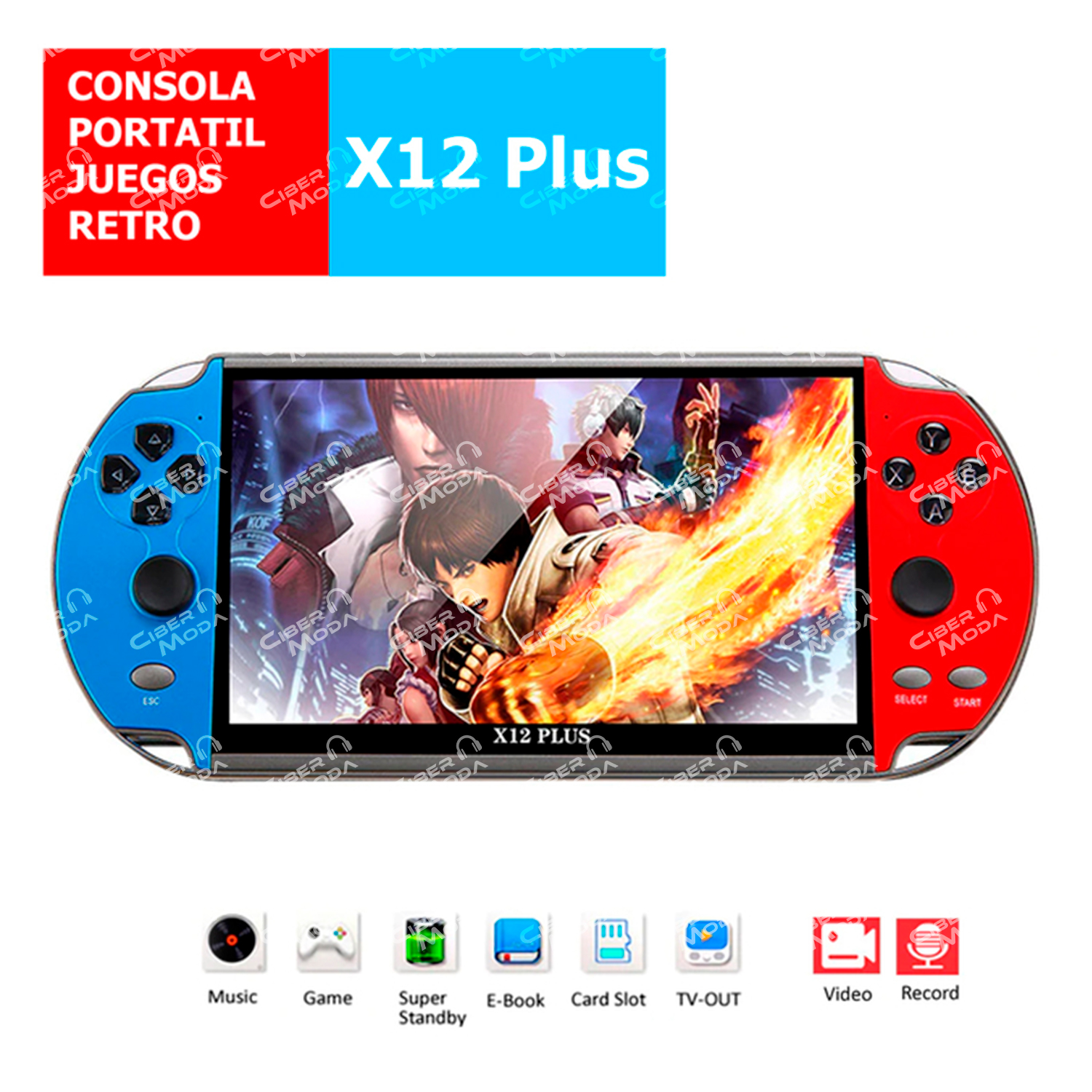 CONSOLA X12 PLUS PANTALLA GRANDE DE 7" PULGADAS RETRO INTEGRADOS
