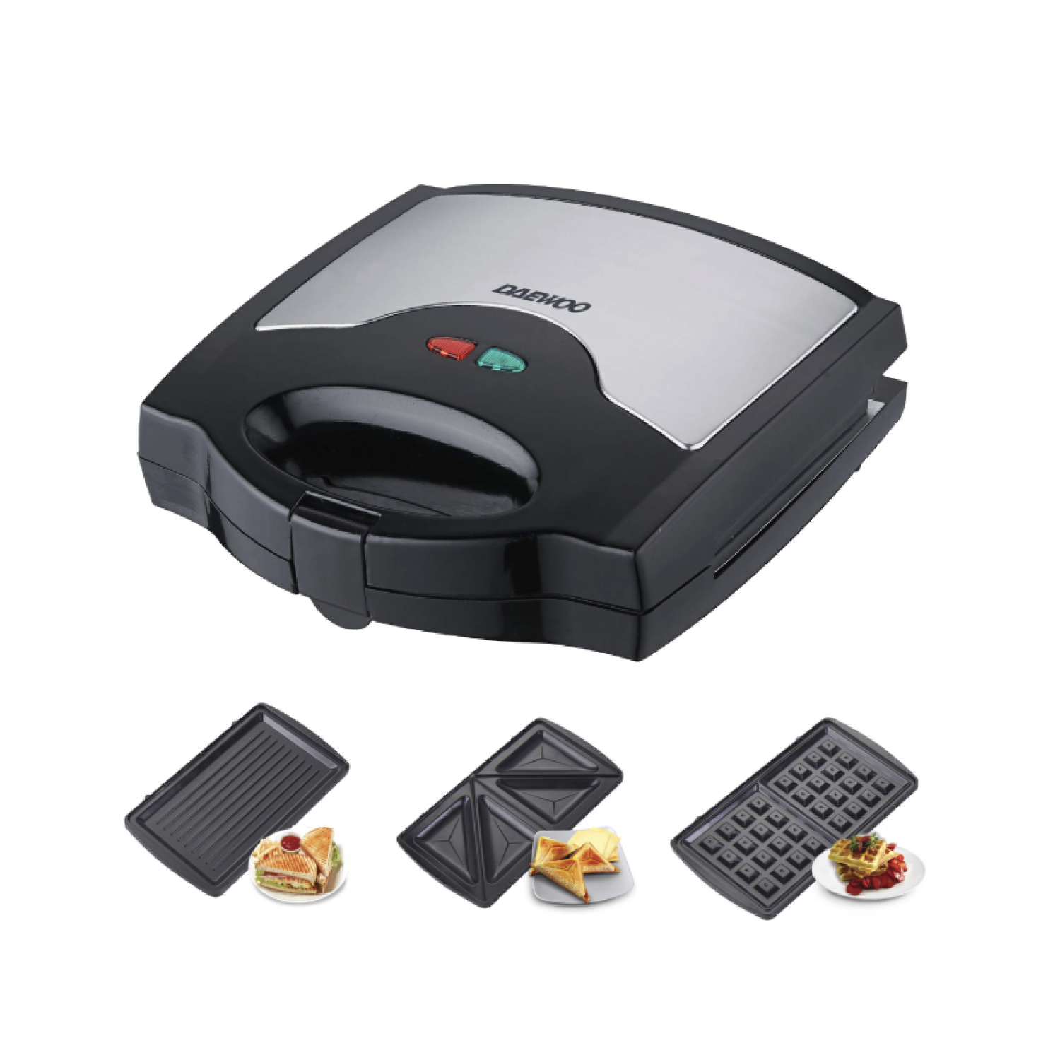Sandwichera 3 en 1 Daewoo con placas intercambiables