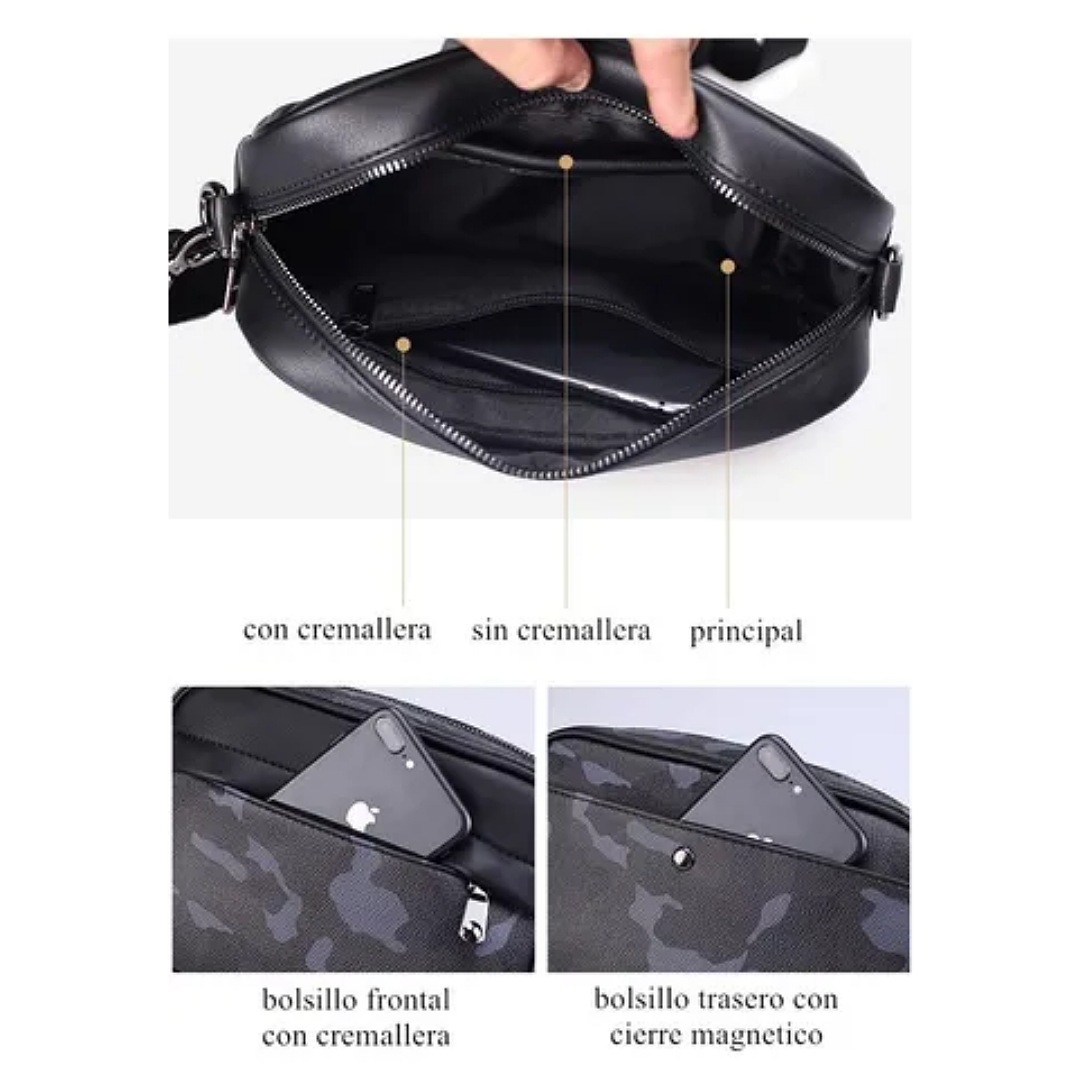 Bandolera De Cuero Para Hombre Bolso Crossbody Lujo Moderno  