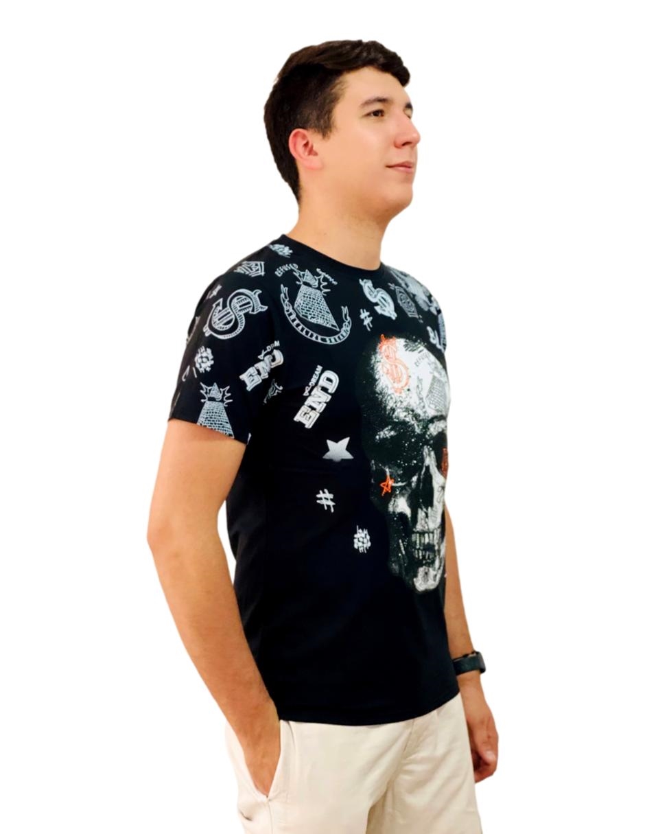 Playera hombre casual calavera piedras moderna  spandex MODA & PRITEX