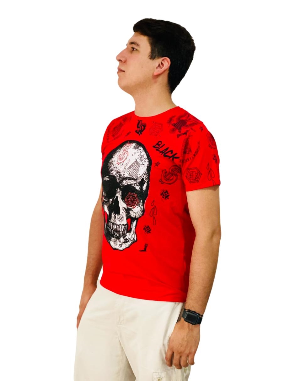 Playera hombre casual calavera piedras moderna  spandex MODA & PRITEX