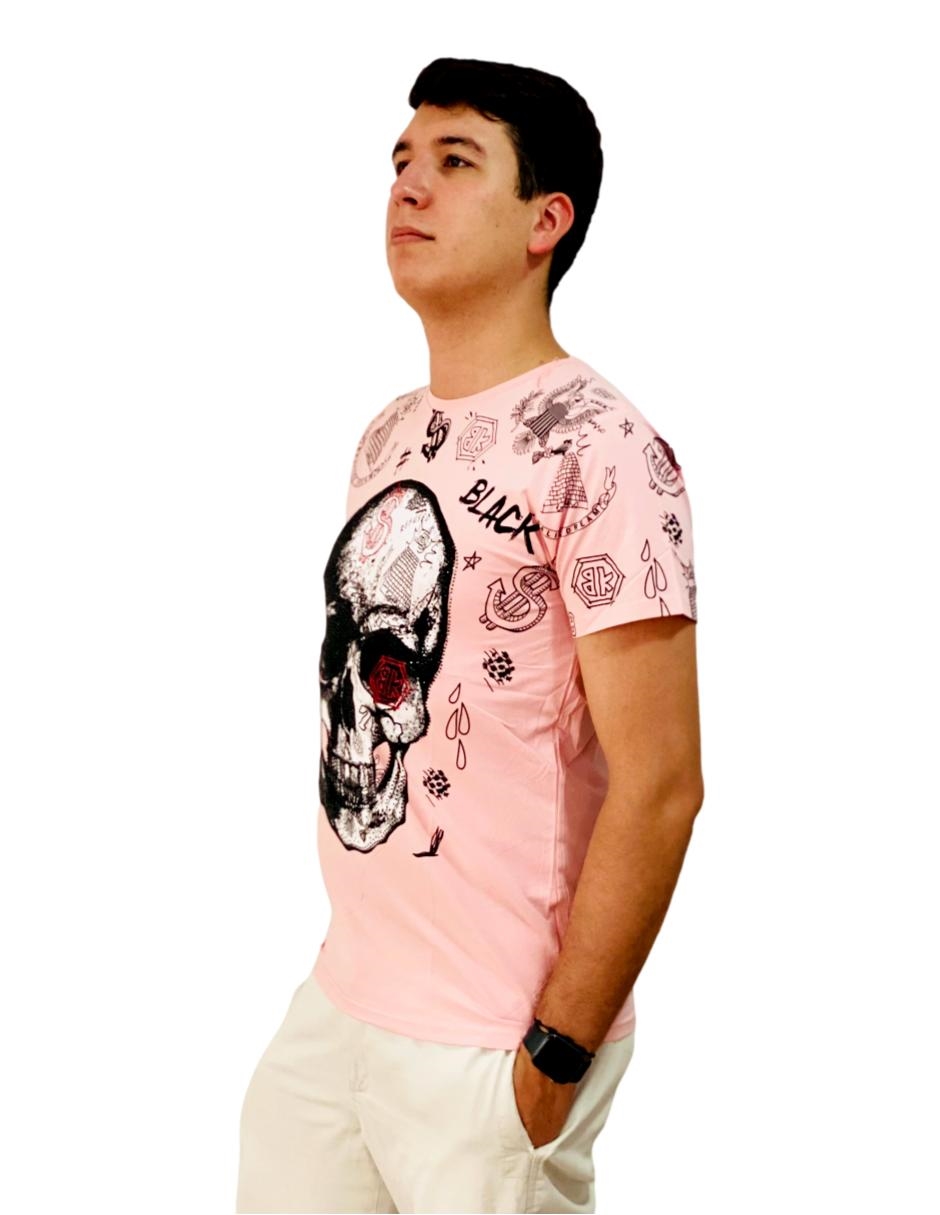 Playera hombre casual calavera piedras moderna  spandex MODA & PRITEX