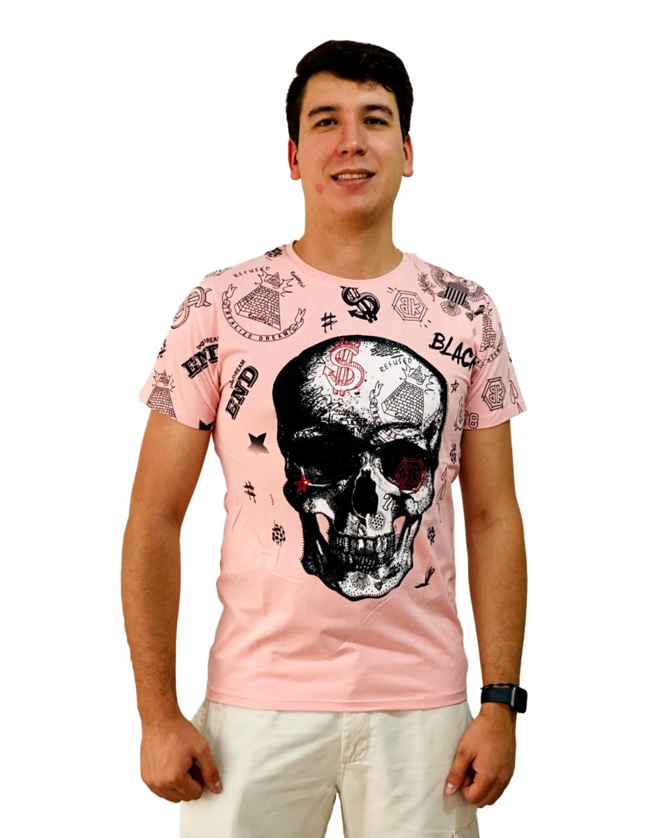Playera hombre casual calavera piedras moderna  spandex MODA & PRITEX