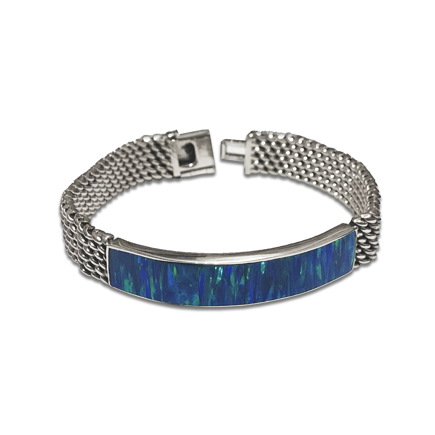 Pulsera Esclava Panza de Víbora De Plata .925 y Ópalos