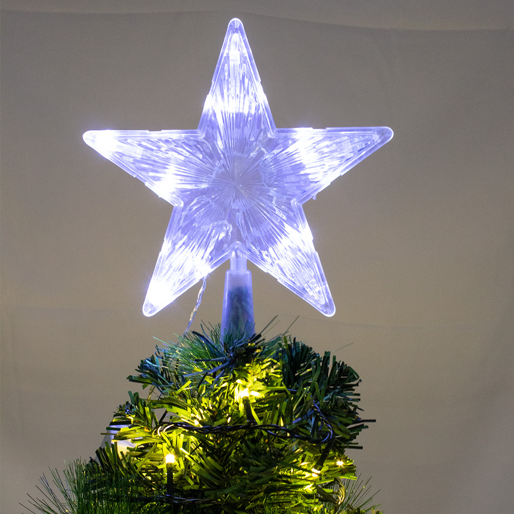 Adorno Punta De Árbol Estrella Luz Led Blanca Plástico Resistente Transparente