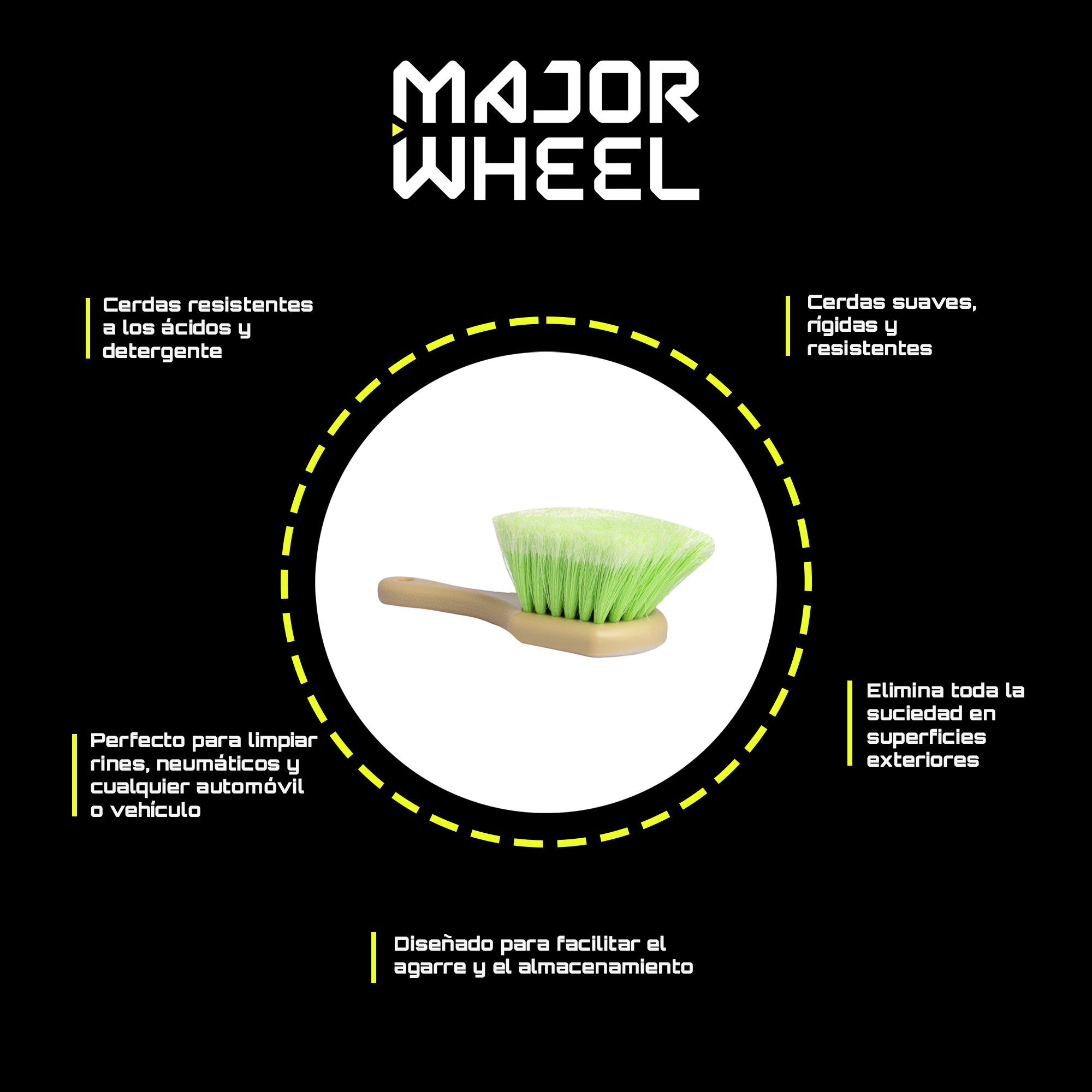 Cepillo Para lavado de Llantas en Coches y Motos