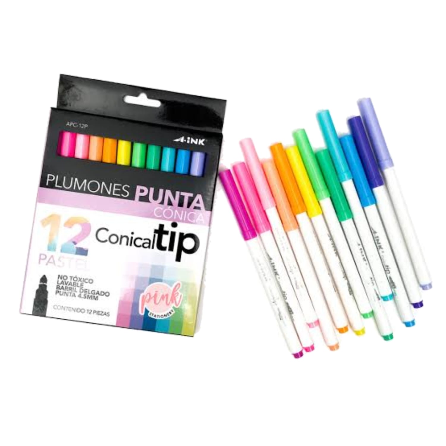 Plumones punta conica Aink colores Pastel