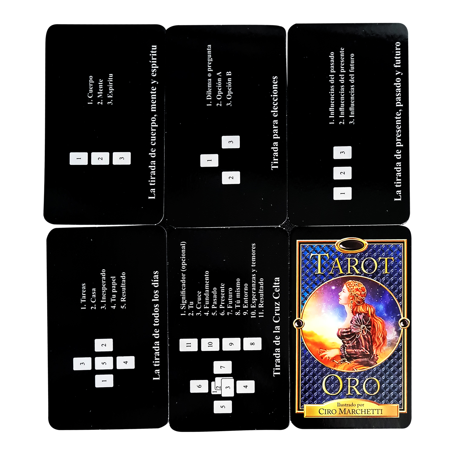 Tarot Oro Plastificado 78 Cartas + instructivo manual en español