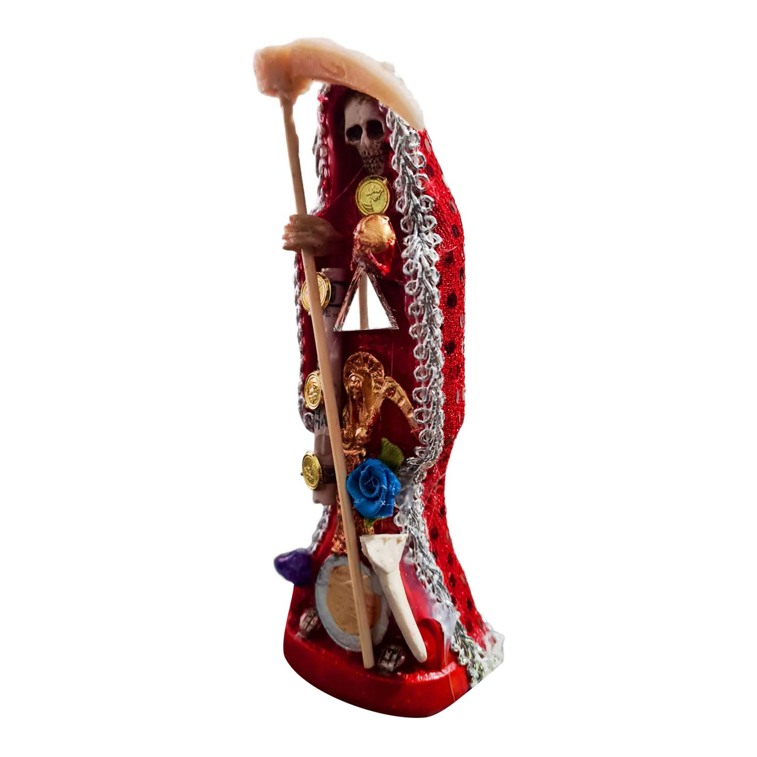 Santa Muerte Roja 15 Cm Vestida + Libro Oraciones Rituales