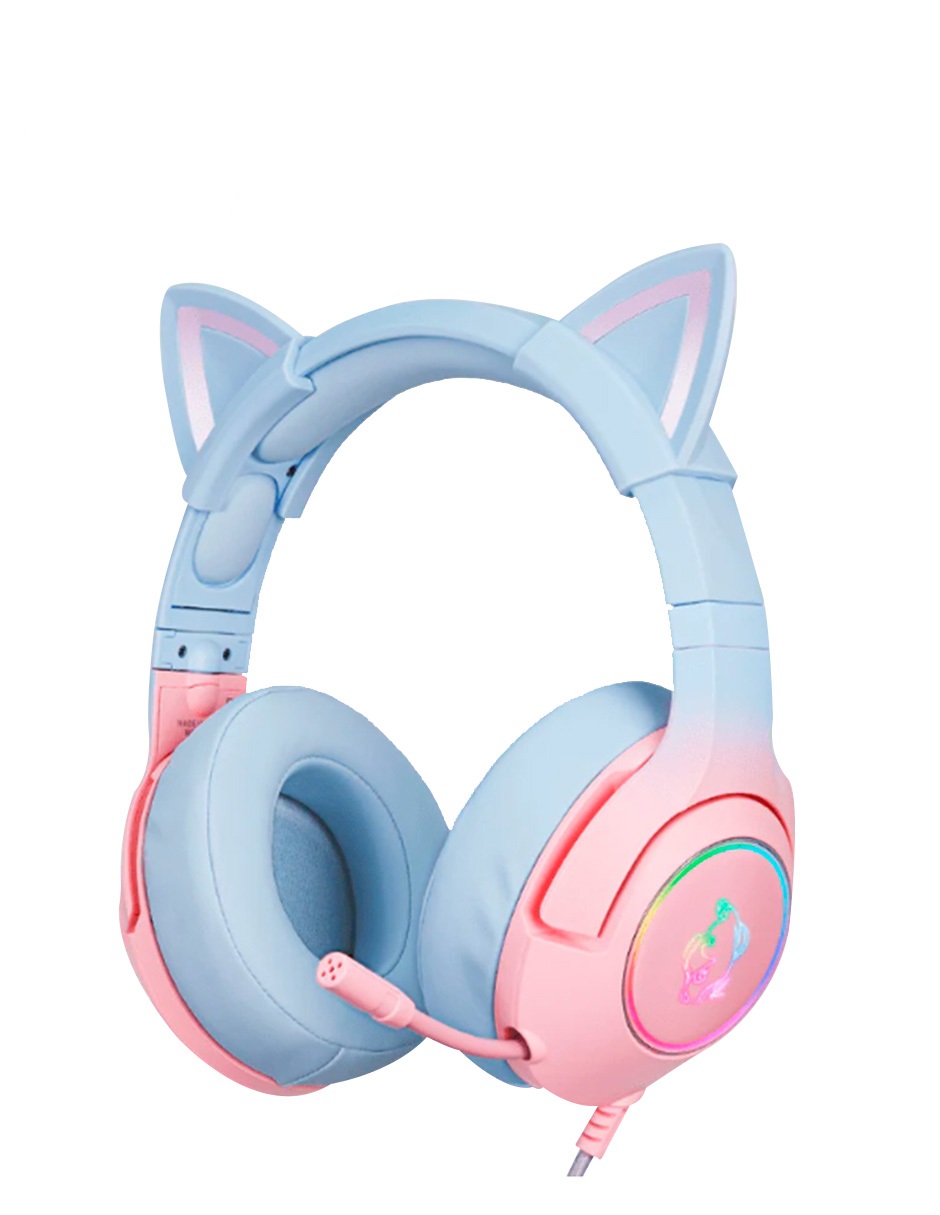 Audífonos con micrófono gamer con orejas de gato 