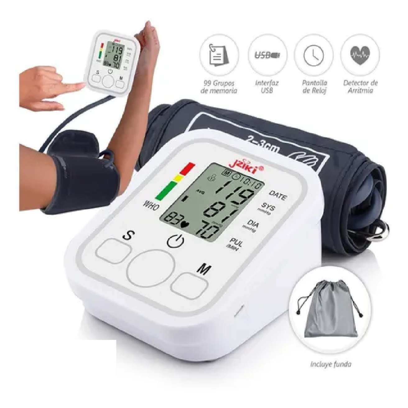 Monitor Digital Automático De Toma Presión De Brazo Arteria Blanco