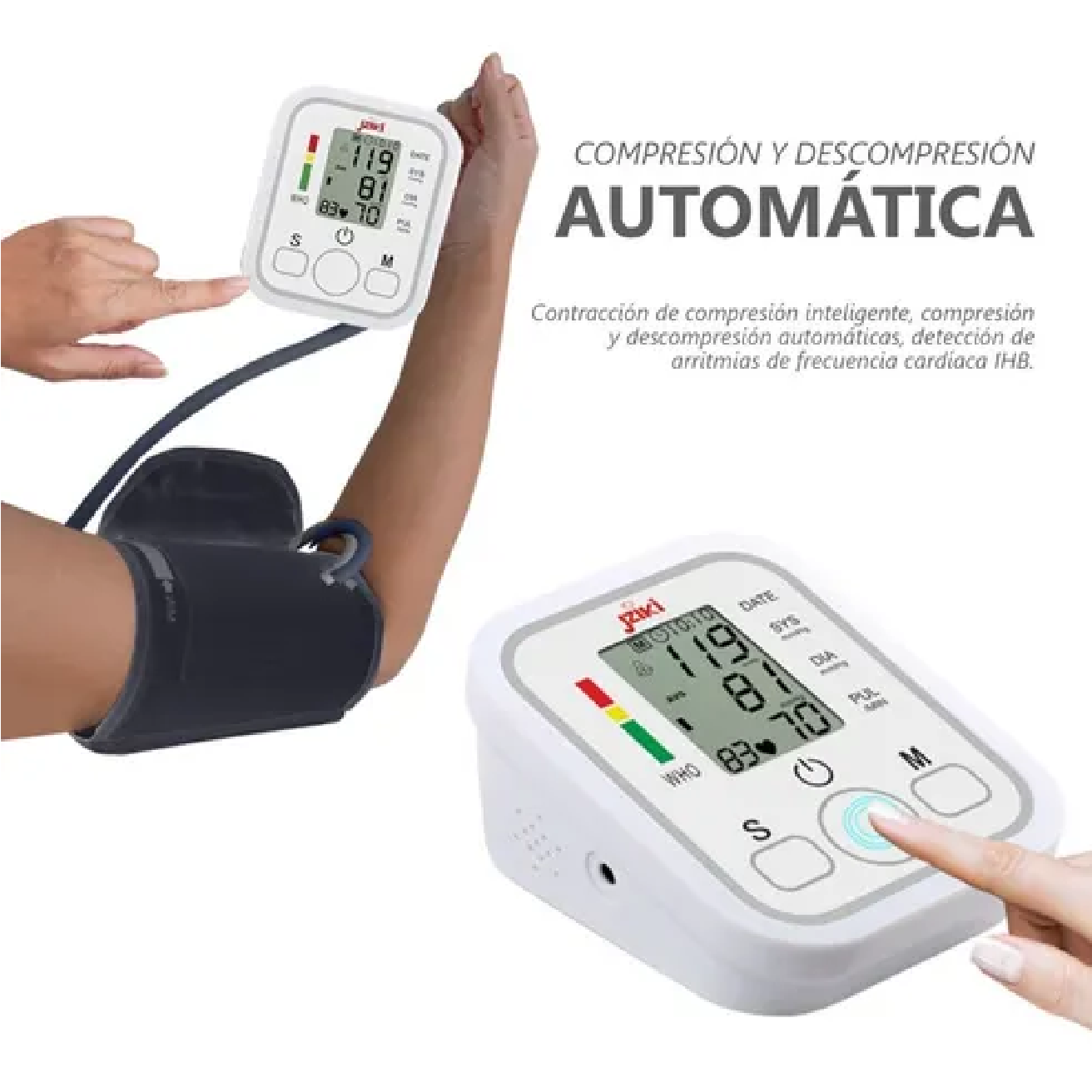 Monitor Digital Automático De Toma Presión De Brazo Arteria Blanco