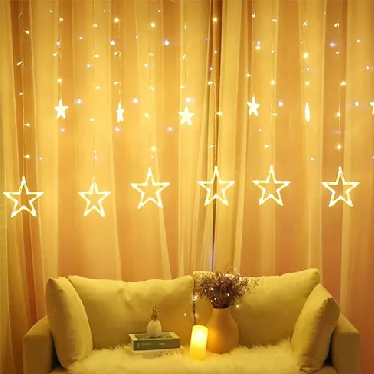 Luces Decorativas Cortina Guirnalda Luminosa 12 Estrella Led