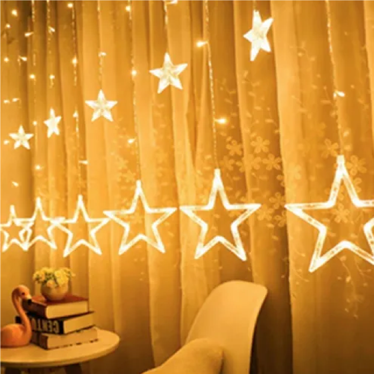 Luces Decorativas Cortina Guirnalda Luminosa 12 Estrella Led