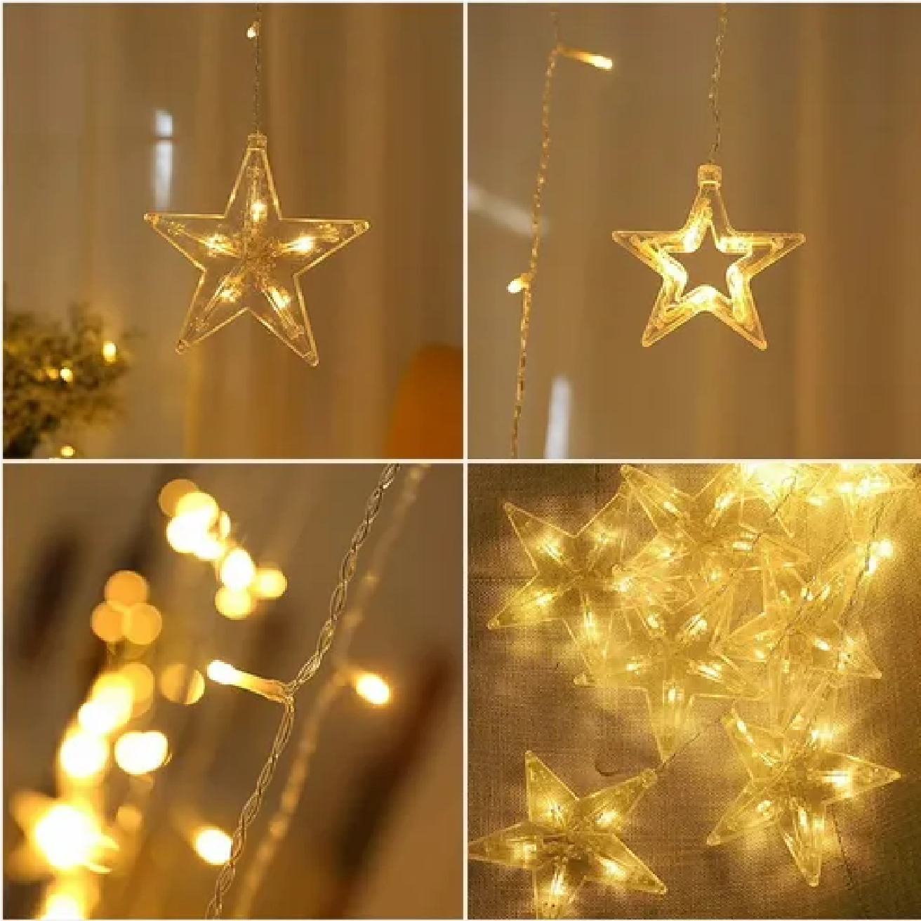 Luces Decorativas Cortina Guirnalda Luminosa 12 Estrella Led