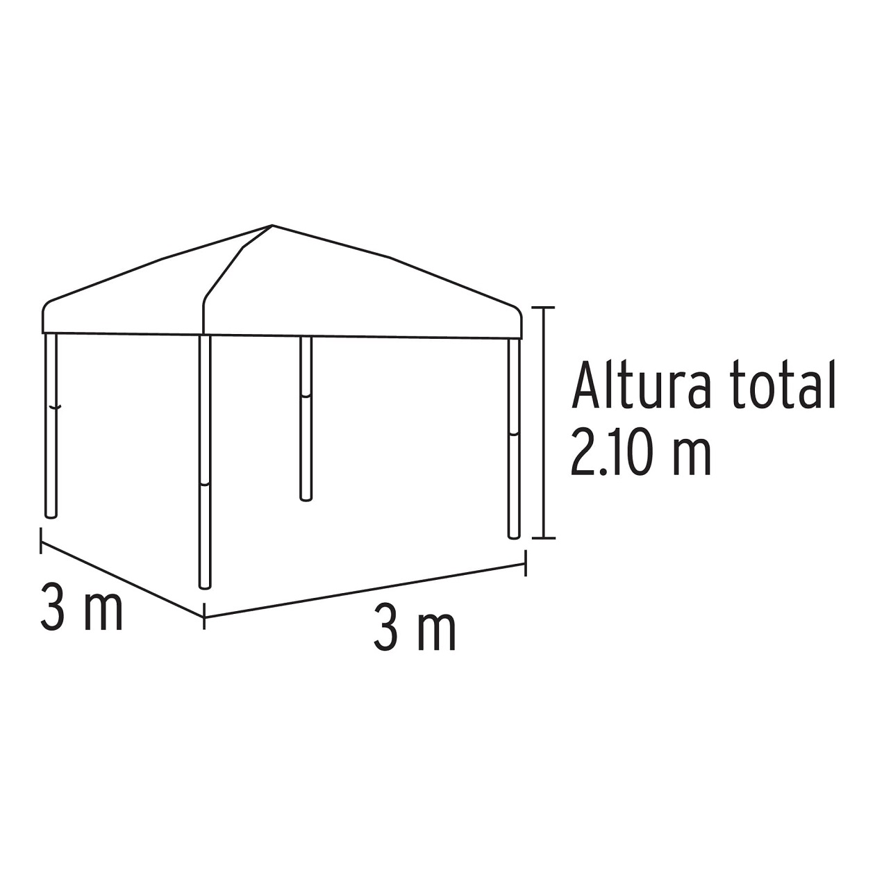 Toldo plegable Lona de 3 x 3 m Incluye Maletín de Ruedas , Truper Ideal para Jardín 