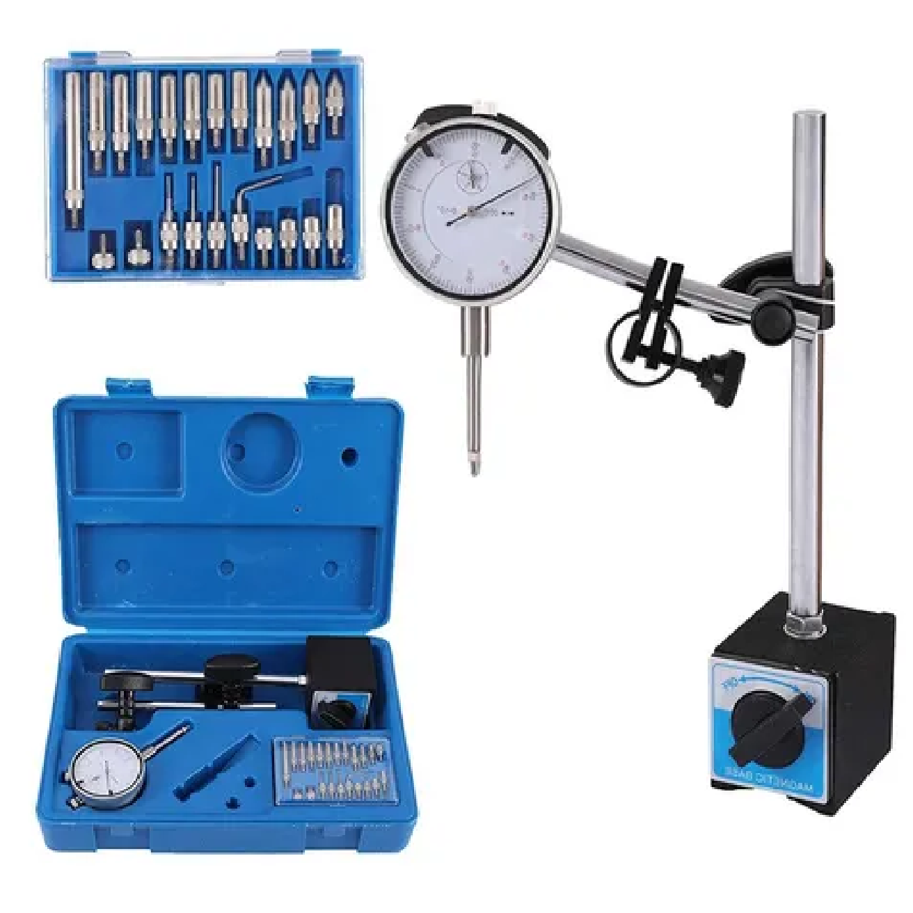 Kit Calibrador Indicador Caratula 0-1 In Con Base Magnética