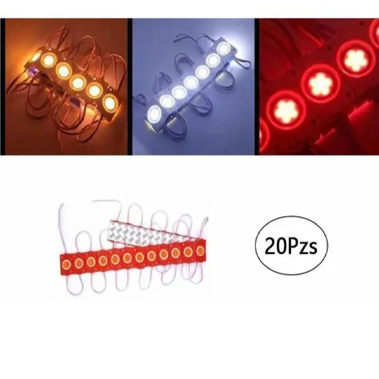 Kit Módulos De 9 Led Cob Plasma Redondos Alta Intensidad 2.4w Rojo