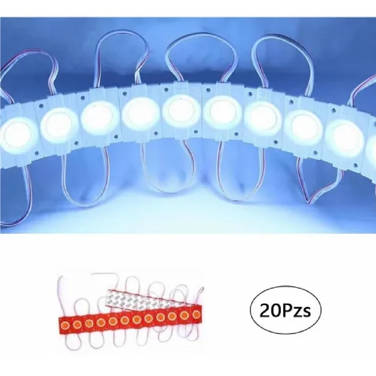 Kit Módulos De 9 Led Cob Plasma Redondos Alta Intensidad 2.4w Rojo