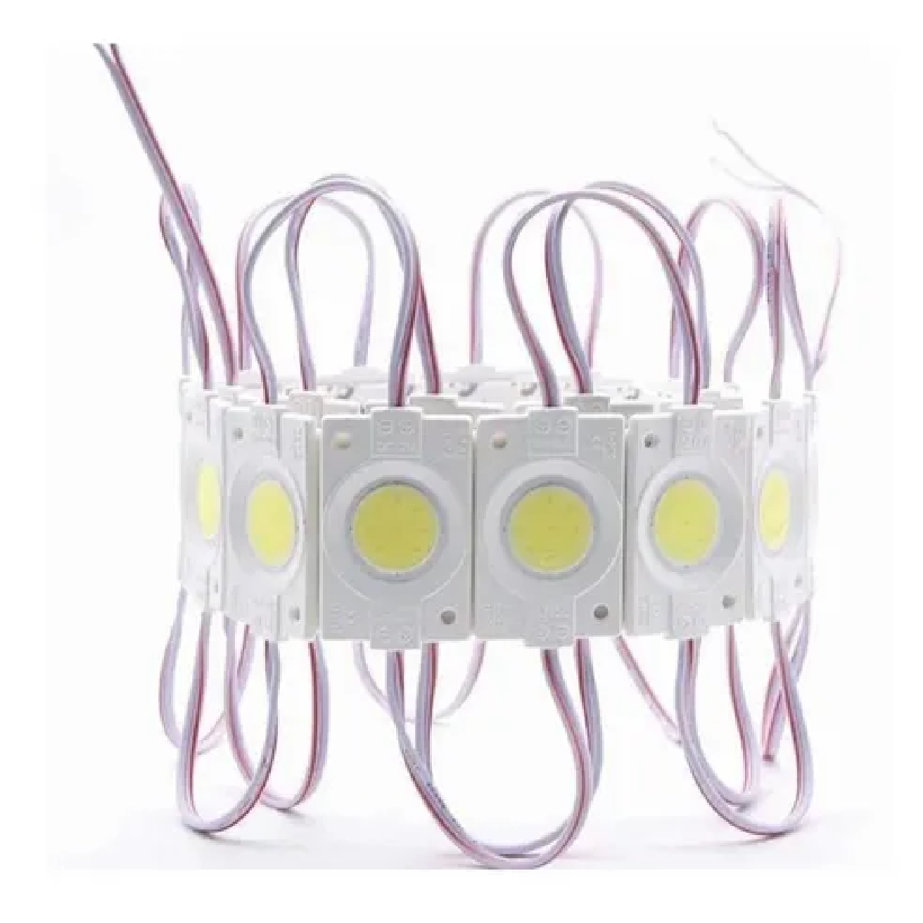 Kit Módulos De 9 Led Cob Plasma Redondos Alta Intensidad 2.4w Rojo