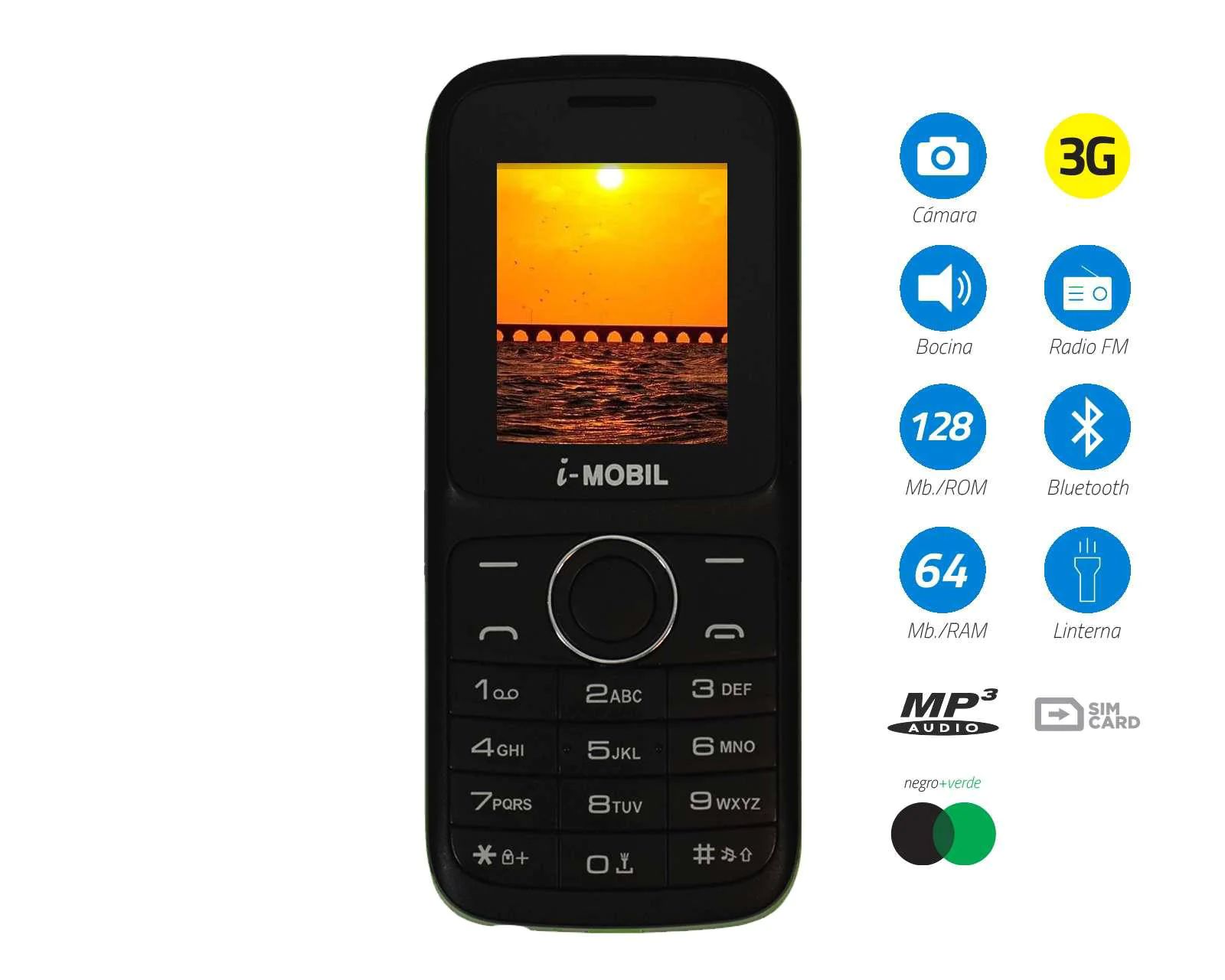 EQUIPO BÁSICO IMOBIL IM19, NEGRO-NARANJA, DESBLOQUEADO, 3G, BLUETOOTH
