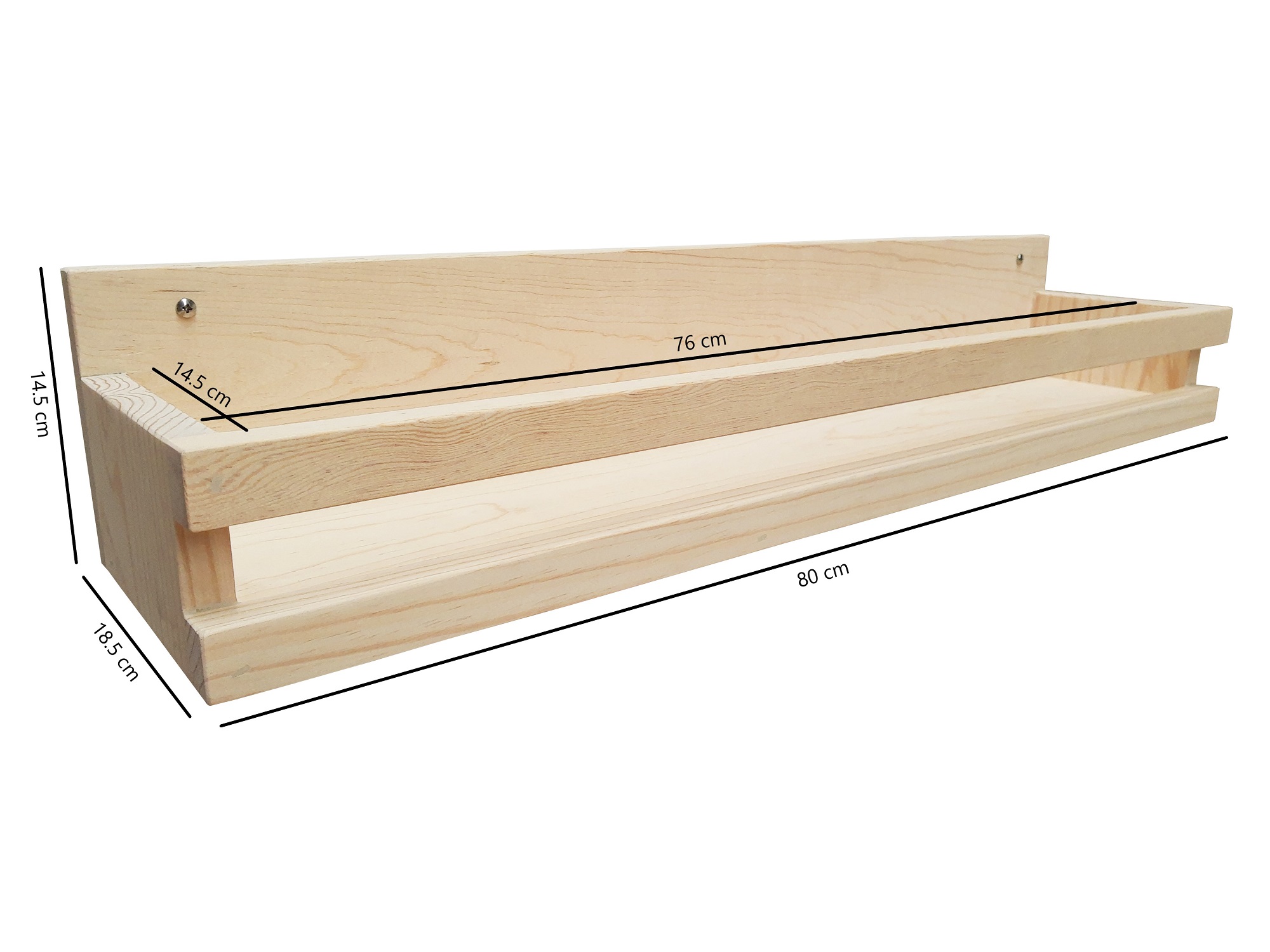 Repisa Organizadora 80 cm Madera De Pino Sin Pintar.