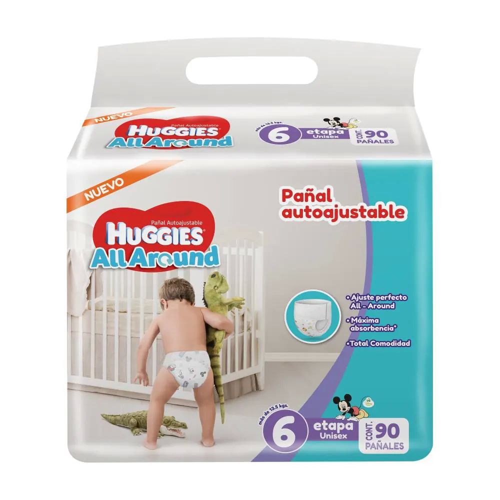 Pañales Etapa 6 Huggies All Around 90 pzas