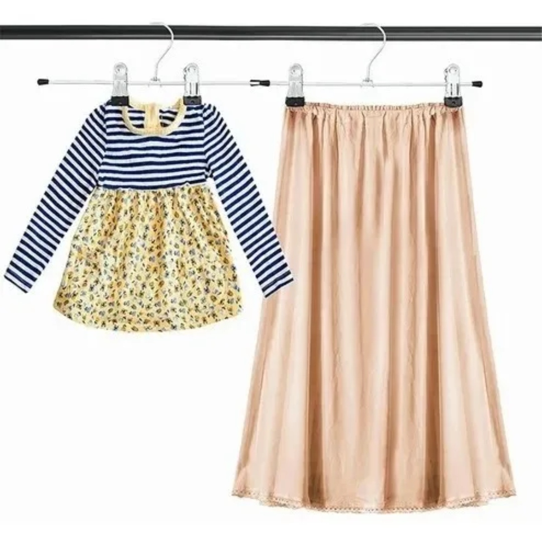 Gancho Para Ropa Pantalon De Metal Cromado Con Pinzas 10pzas